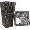 Sunnydaze Hyacinth 11″ Tall Square Outdoor Planter – Set of 2 Poly-Wicker Planters with Plastic Inlay – Barley(Fog)