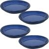Sunnydaze 12-Inch Ceramic Plant Saucers – Plant Drip Trays for Outdoor Planter Flowerpot Drainage – Set of 4 – Imperial Blue(Imperial Blue)