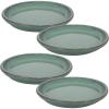 Sunnydaze 12-Inch Ceramic Plant Saucers – Plant Drip Trays for Outdoor Planter Flowerpot Drainage – Set of 4 – Imperial Blue(Seafoam)