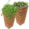Sunnydaze Hyacinth 11″ Tall Square Outdoor Planter – Set of 2 Poly-Wicker Planters with Plastic Inlay – Barley(Barley)