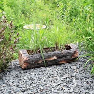 Sunnydaze 35-Inch Polyresin Rustic Log Planter with 3 Drainage Holes – 50-Quart Soil Capacity
