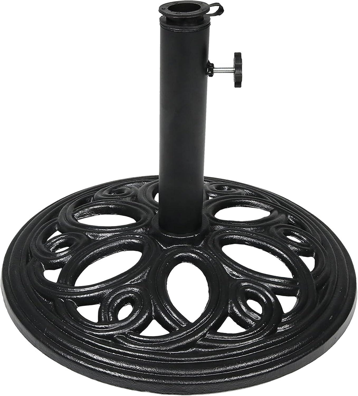 image:imageSunnydaze 52lb Cast Iron Patio Umbrella Base HeavyDuty Square Metal Outdoor Market Umbrella Stand for Outside 22Inch Black Imperial GeometricBlack