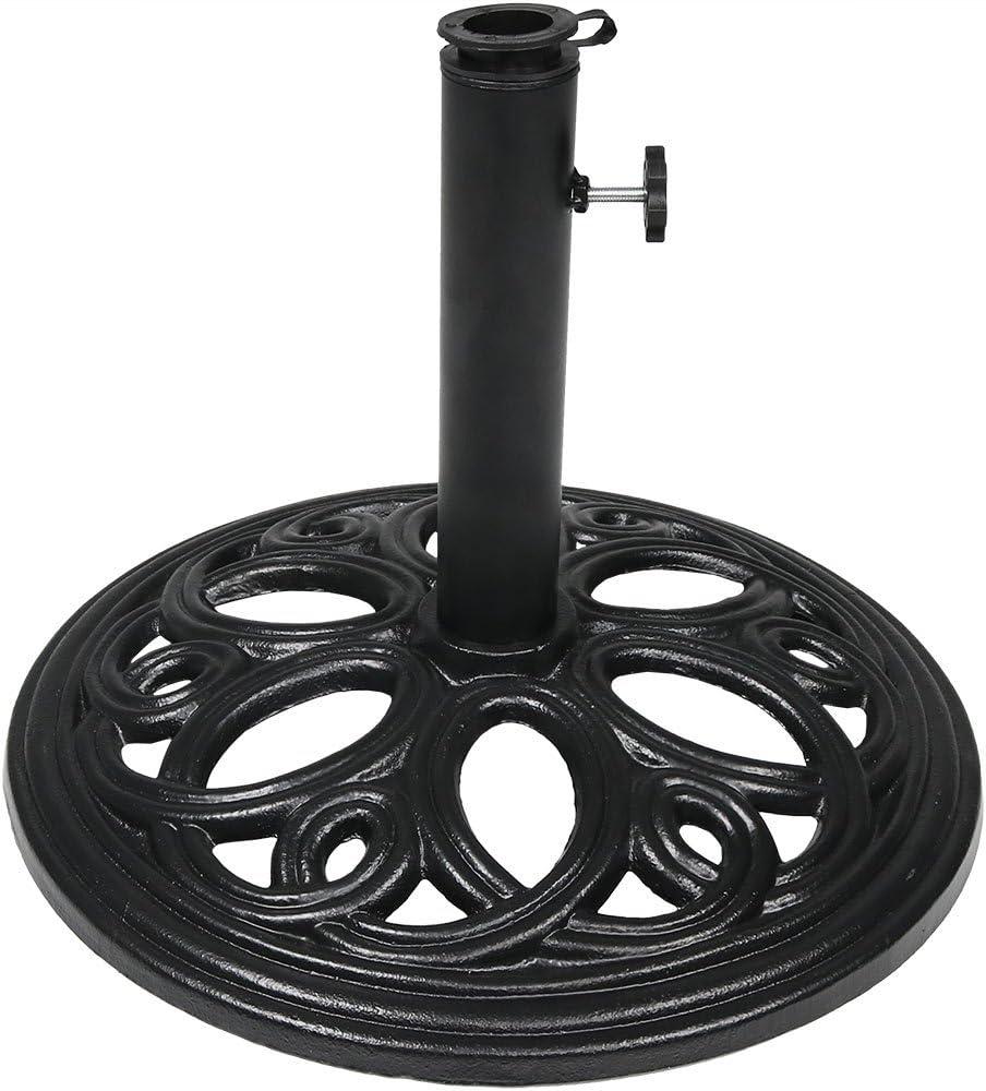 image:imageSunnydaze 52lb Cast Iron Patio Umbrella Base HeavyDuty Square Metal Outdoor Market Umbrella Stand for Outside 22Inch Black Imperial GeometricBlack