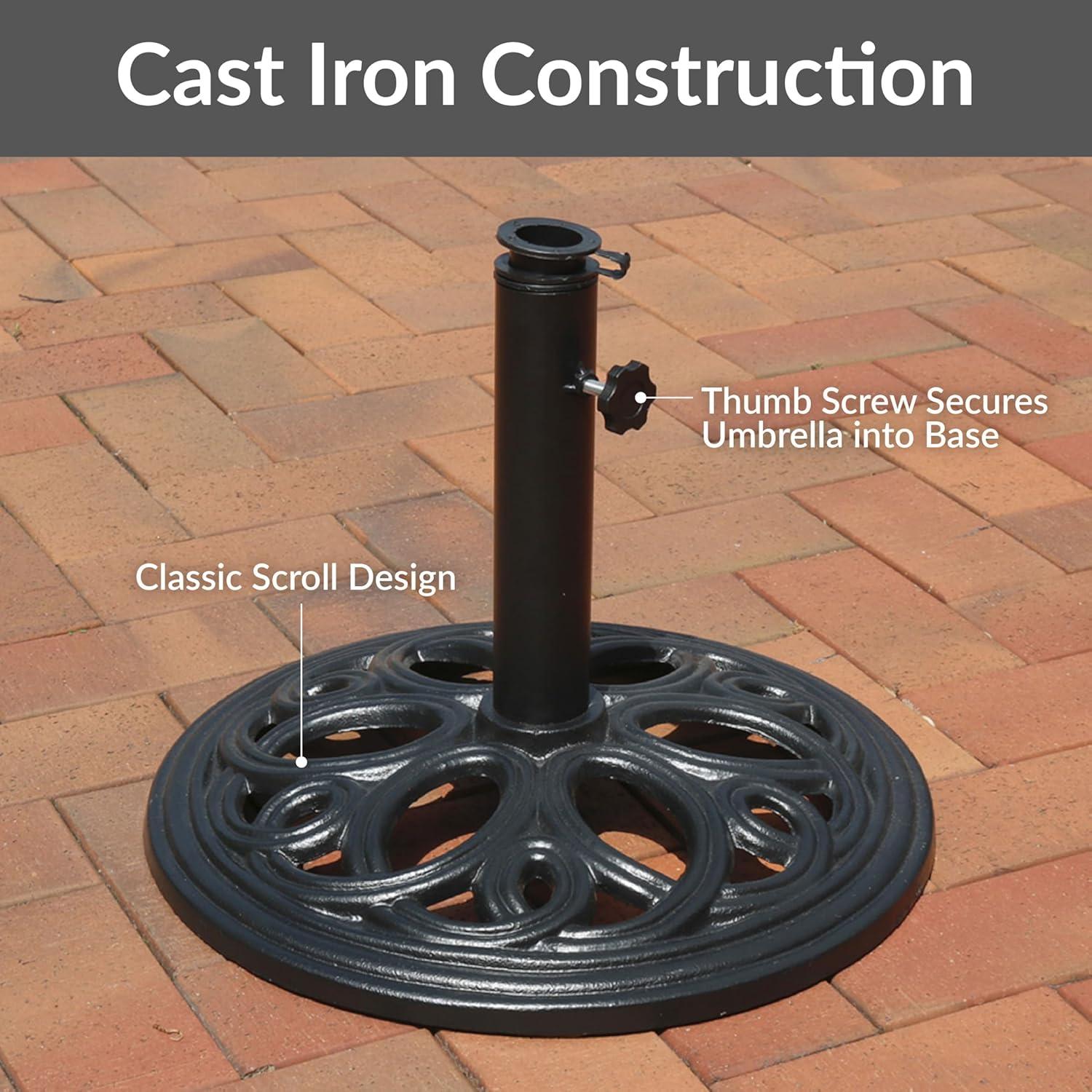 image:imageSunnydaze 52lb Cast Iron Patio Umbrella Base HeavyDuty Square Metal Outdoor Market Umbrella Stand for Outside 22Inch Black Imperial GeometricBlack