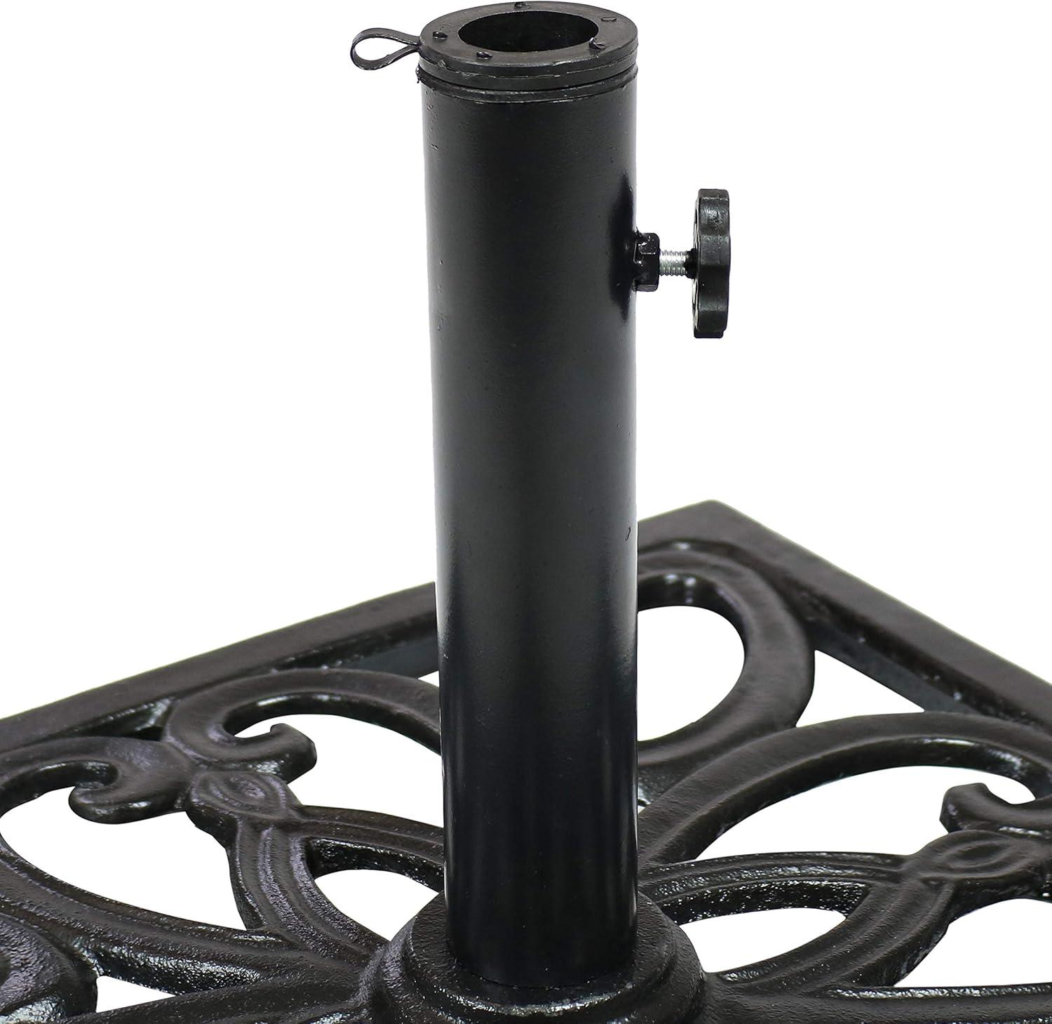 image:imageSunnydaze 52lb Cast Iron Patio Umbrella Base HeavyDuty Square Metal Outdoor Market Umbrella Stand for Outside 22Inch Black Imperial GeometricBlack