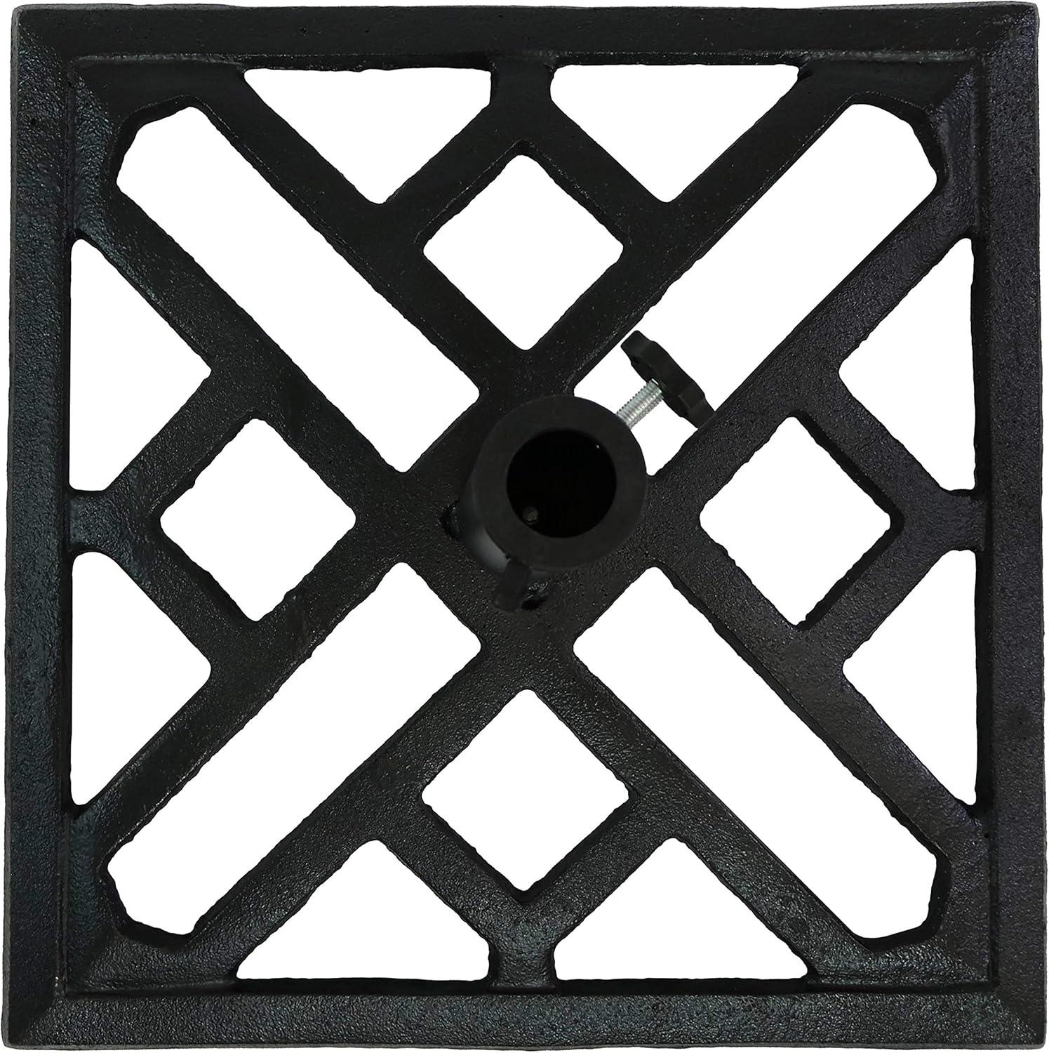 image:imageSunnydaze 52lb Cast Iron Patio Umbrella Base HeavyDuty Square Metal Outdoor Market Umbrella Stand for Outside 22Inch Black Imperial GeometricBlack