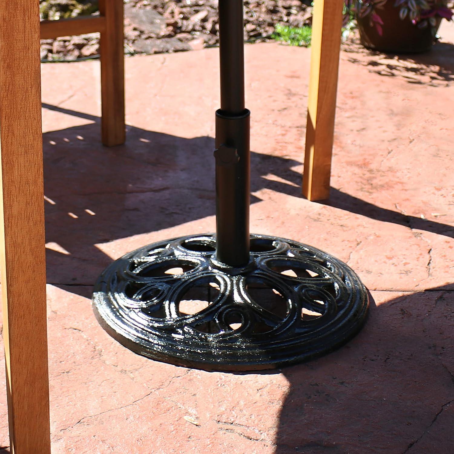 image:imageSunnydaze 52lb Cast Iron Patio Umbrella Base HeavyDuty Square Metal Outdoor Market Umbrella Stand for Outside 22Inch Black Imperial GeometricBlack