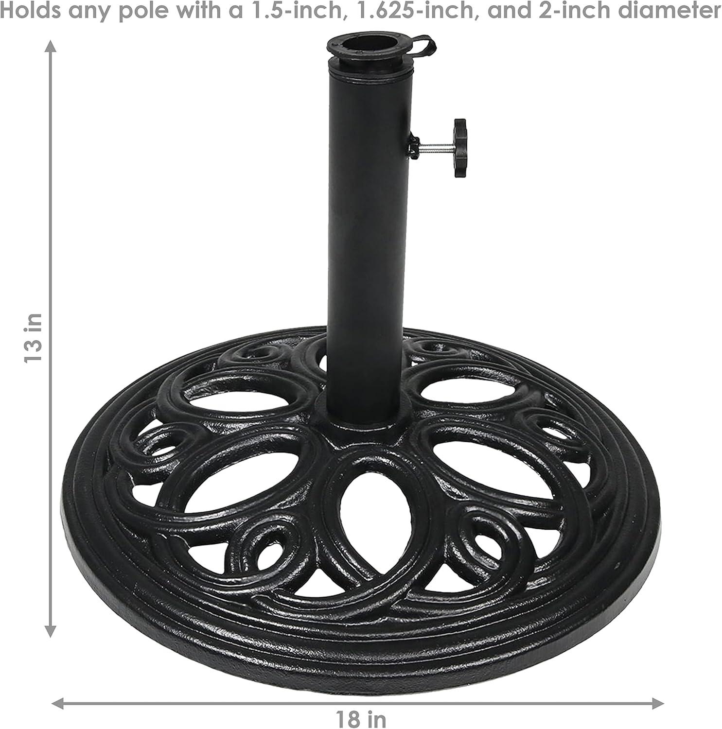image:imageSunnydaze 52lb Cast Iron Patio Umbrella Base HeavyDuty Square Metal Outdoor Market Umbrella Stand for Outside 22Inch Black Imperial GeometricBlack