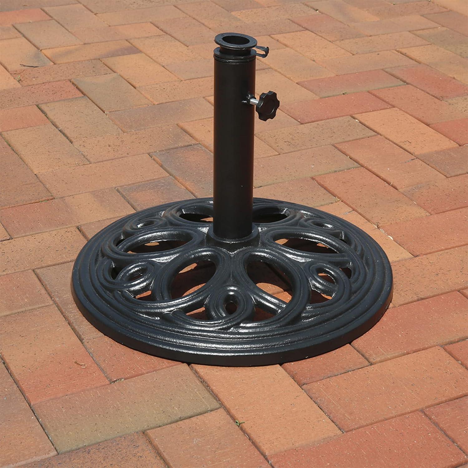 image:imageSunnydaze 52lb Cast Iron Patio Umbrella Base HeavyDuty Square Metal Outdoor Market Umbrella Stand for Outside 22Inch Black Imperial GeometricBlack