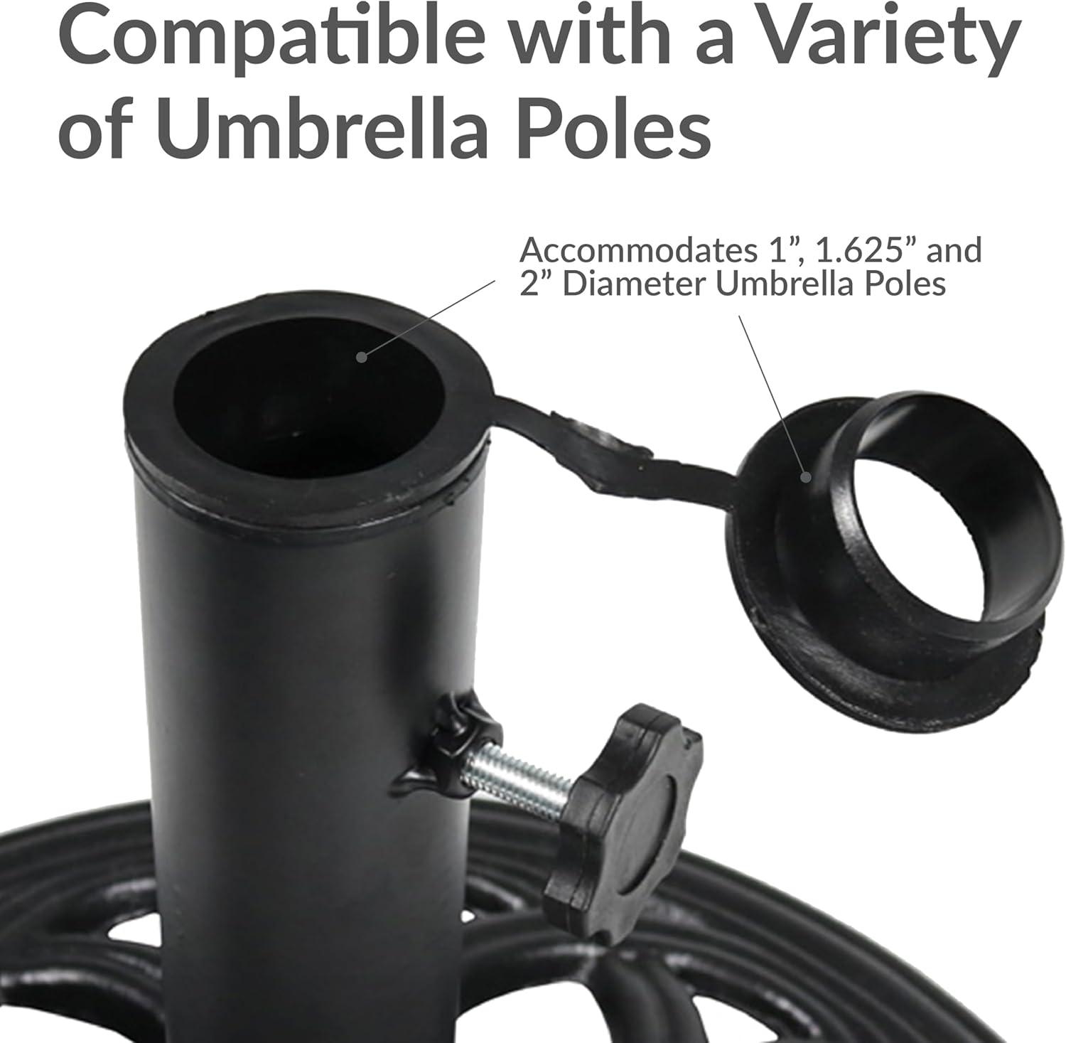 image:imageSunnydaze 52lb Cast Iron Patio Umbrella Base HeavyDuty Square Metal Outdoor Market Umbrella Stand for Outside 22Inch Black Imperial GeometricBlack