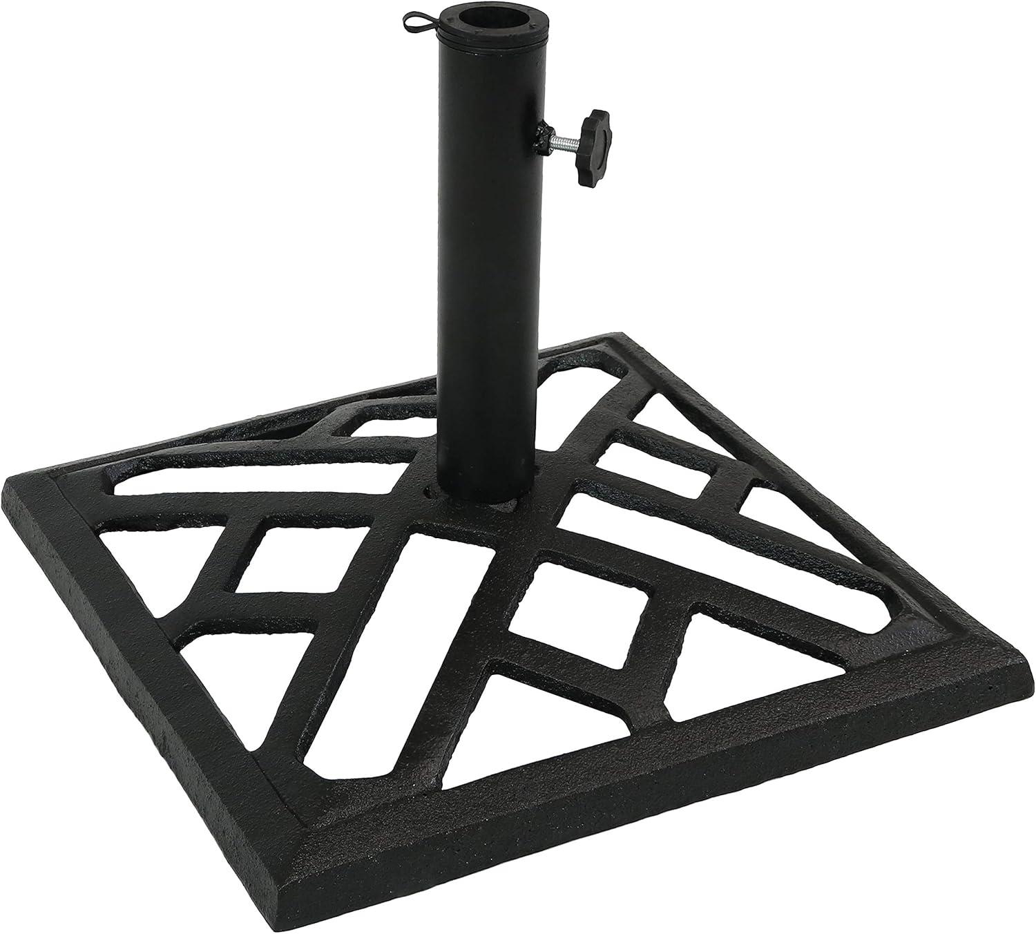 image:imageSunnydaze 52lb Cast Iron Patio Umbrella Base HeavyDuty Square Metal Outdoor Market Umbrella Stand for Outside 22Inch Black Imperial GeometricBlack