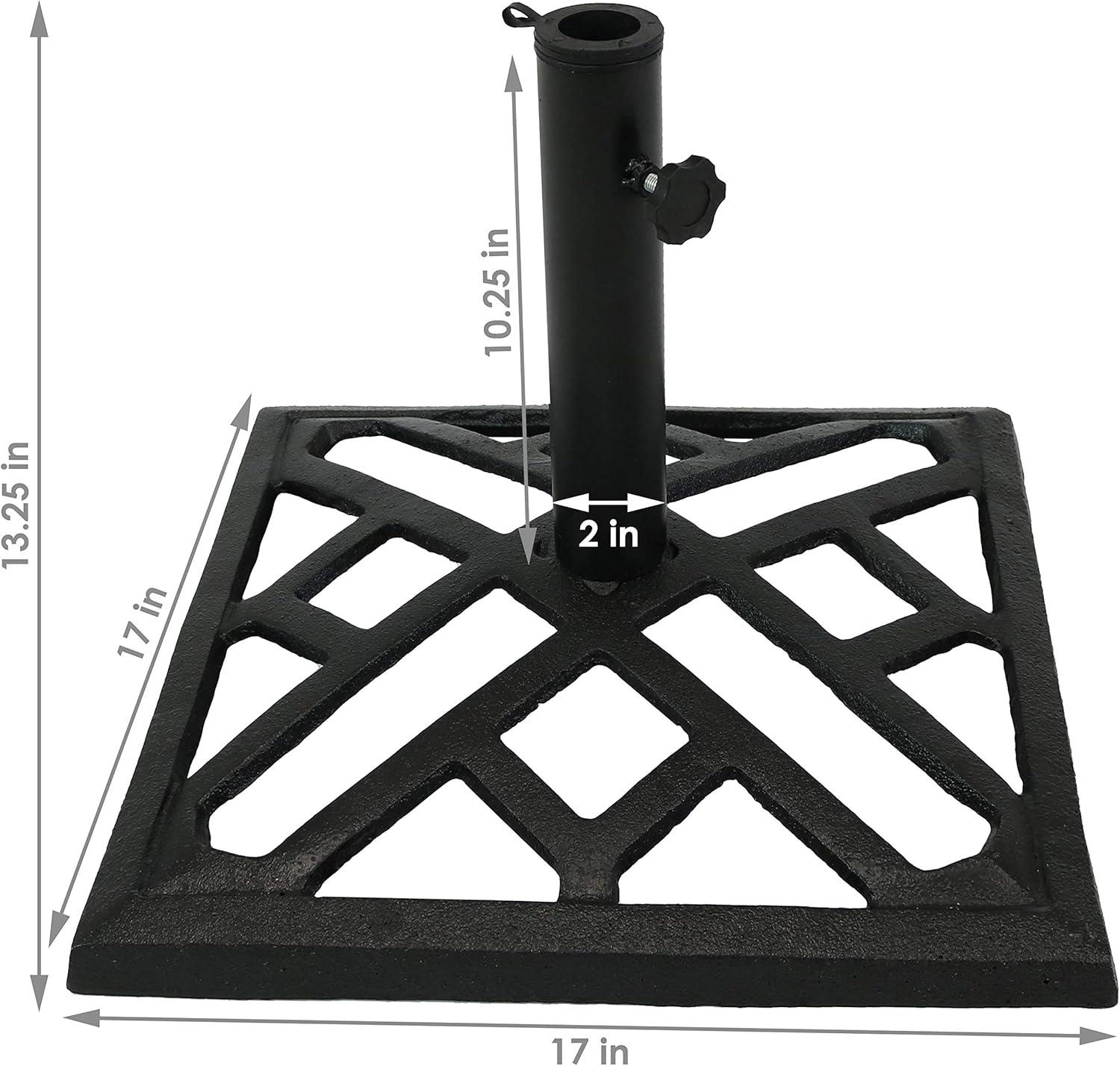 image:imageSunnydaze 52lb Cast Iron Patio Umbrella Base HeavyDuty Square Metal Outdoor Market Umbrella Stand for Outside 22Inch Black Imperial GeometricBlack