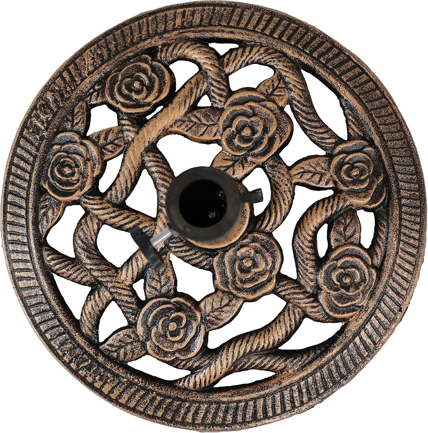 image:imageSunnydaze 52lb Cast Iron Patio Umbrella Base HeavyDuty Square Metal Outdoor Market Umbrella Stand for Outside 22Inch Black Imperial GeometricBronze