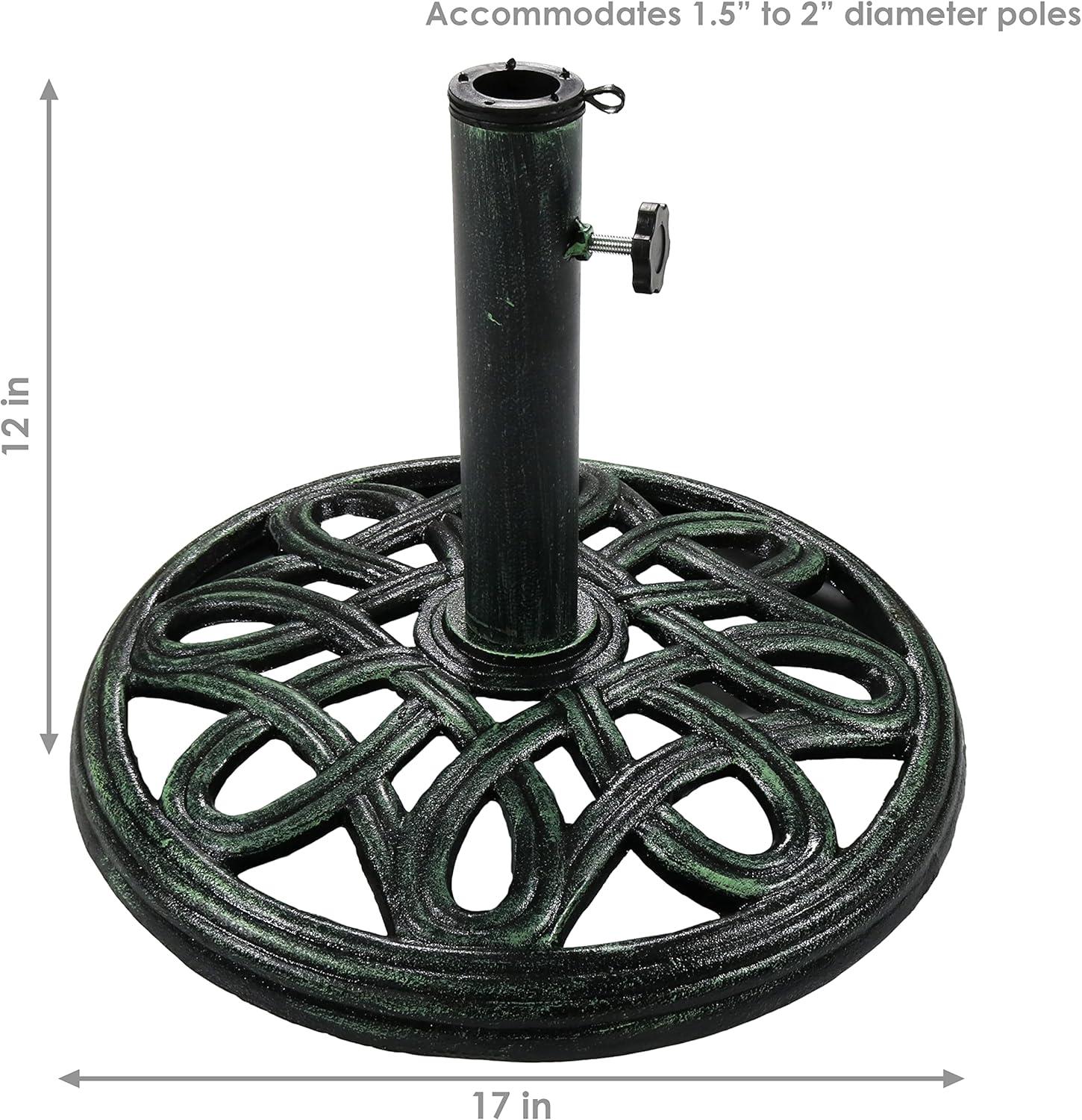 image:imageSunnydaze 52lb Cast Iron Patio Umbrella Base HeavyDuty Square Metal Outdoor Market Umbrella Stand for Outside 22Inch Black Imperial GeometricGreen