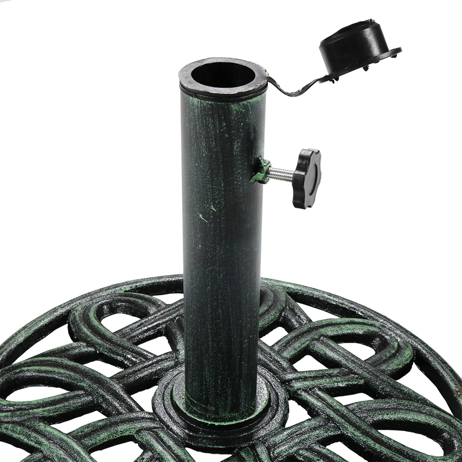 image:imageSunnydaze 52lb Cast Iron Patio Umbrella Base HeavyDuty Square Metal Outdoor Market Umbrella Stand for Outside 22Inch Black Imperial GeometricGreen
