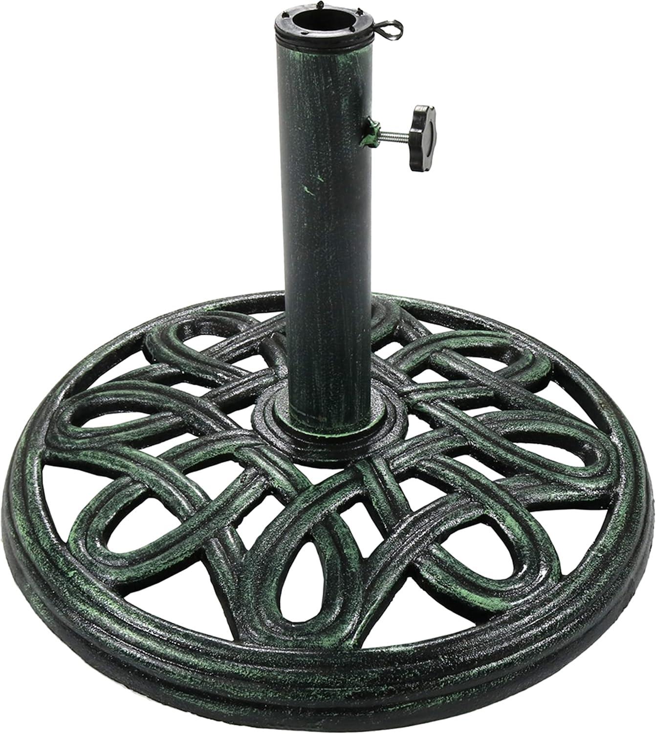 image:imageSunnydaze 52lb Cast Iron Patio Umbrella Base HeavyDuty Square Metal Outdoor Market Umbrella Stand for Outside 22Inch Black Imperial GeometricGreen