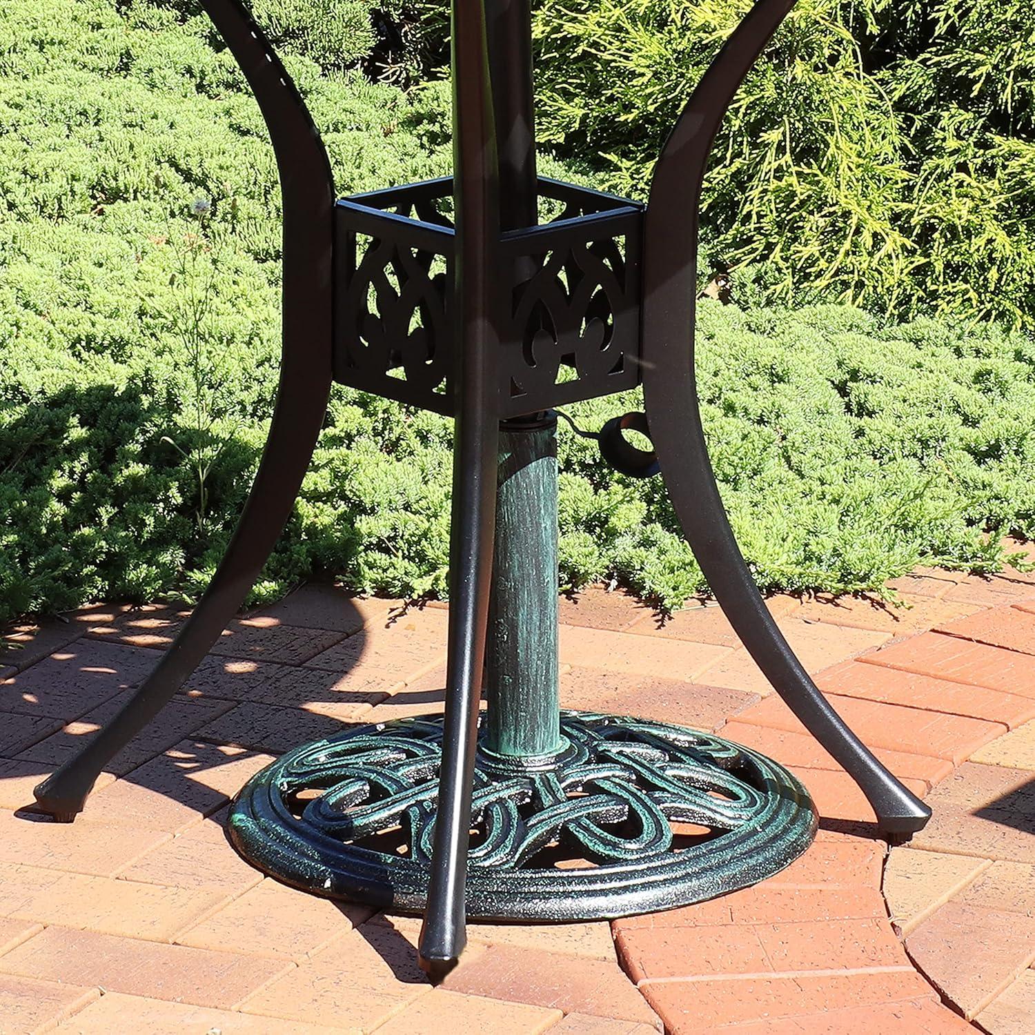 image:imageSunnydaze 52lb Cast Iron Patio Umbrella Base HeavyDuty Square Metal Outdoor Market Umbrella Stand for Outside 22Inch Black Imperial GeometricGreen