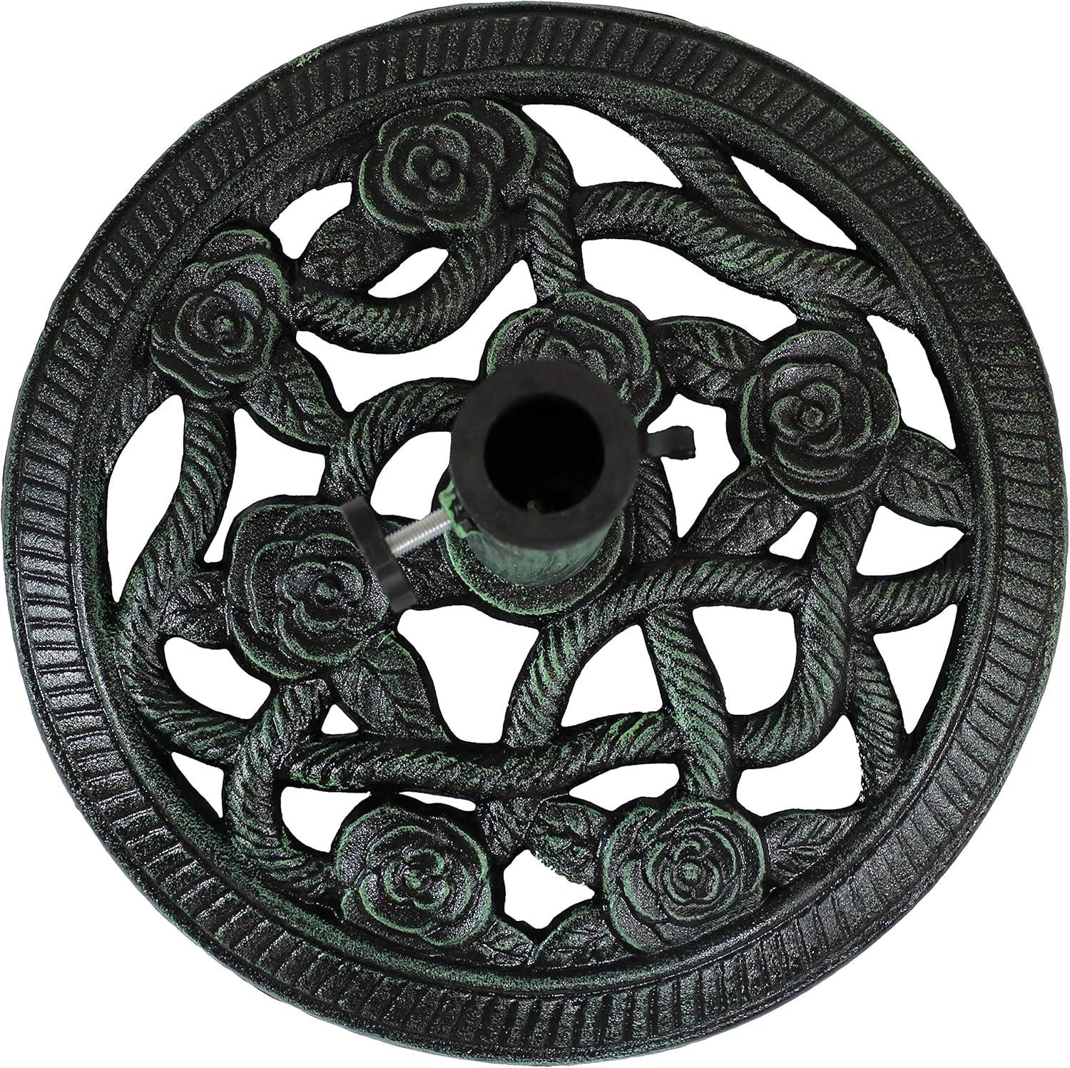image:imageSunnydaze 52lb Cast Iron Patio Umbrella Base HeavyDuty Square Metal Outdoor Market Umbrella Stand for Outside 22Inch Black Imperial GeometricGreen