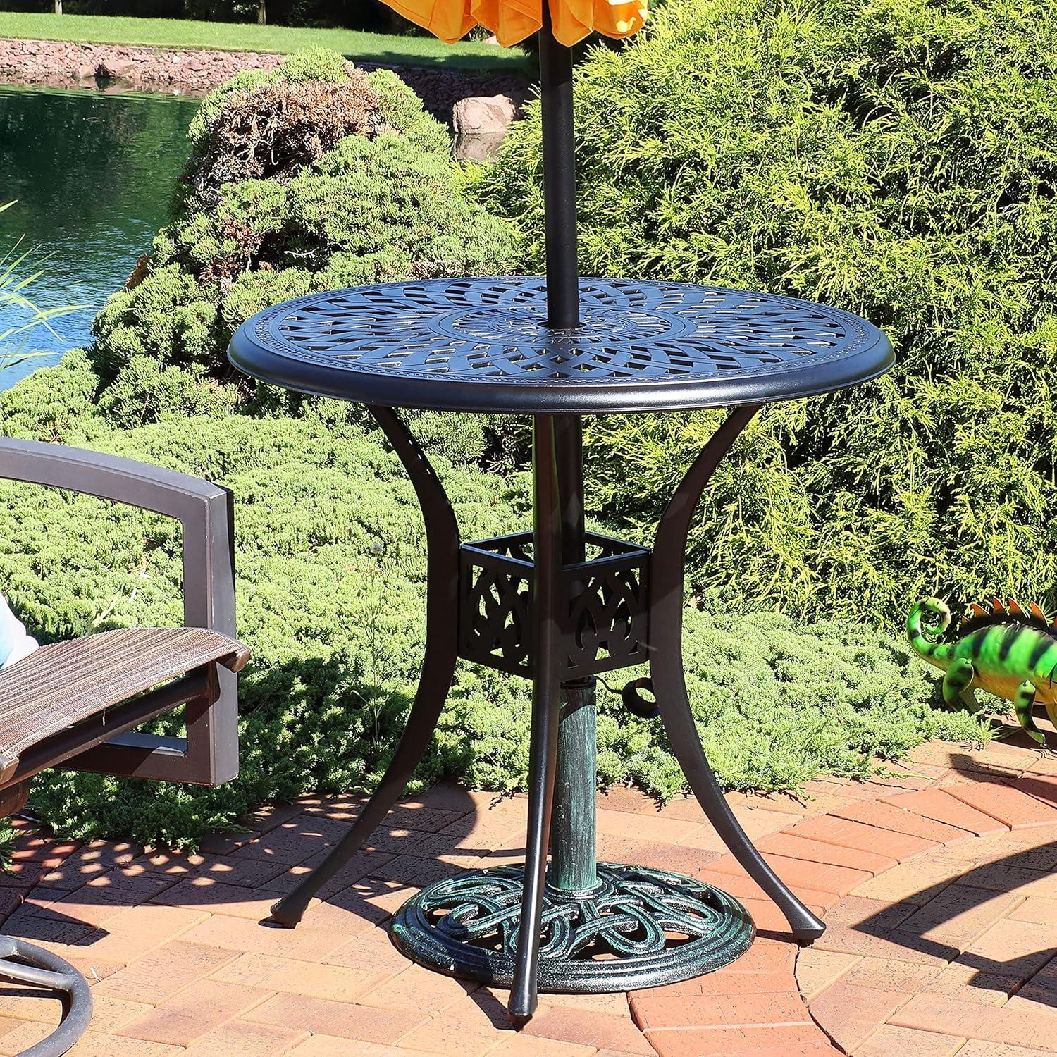 image:imageSunnydaze 52lb Cast Iron Patio Umbrella Base HeavyDuty Square Metal Outdoor Market Umbrella Stand for Outside 22Inch Black Imperial GeometricGreen