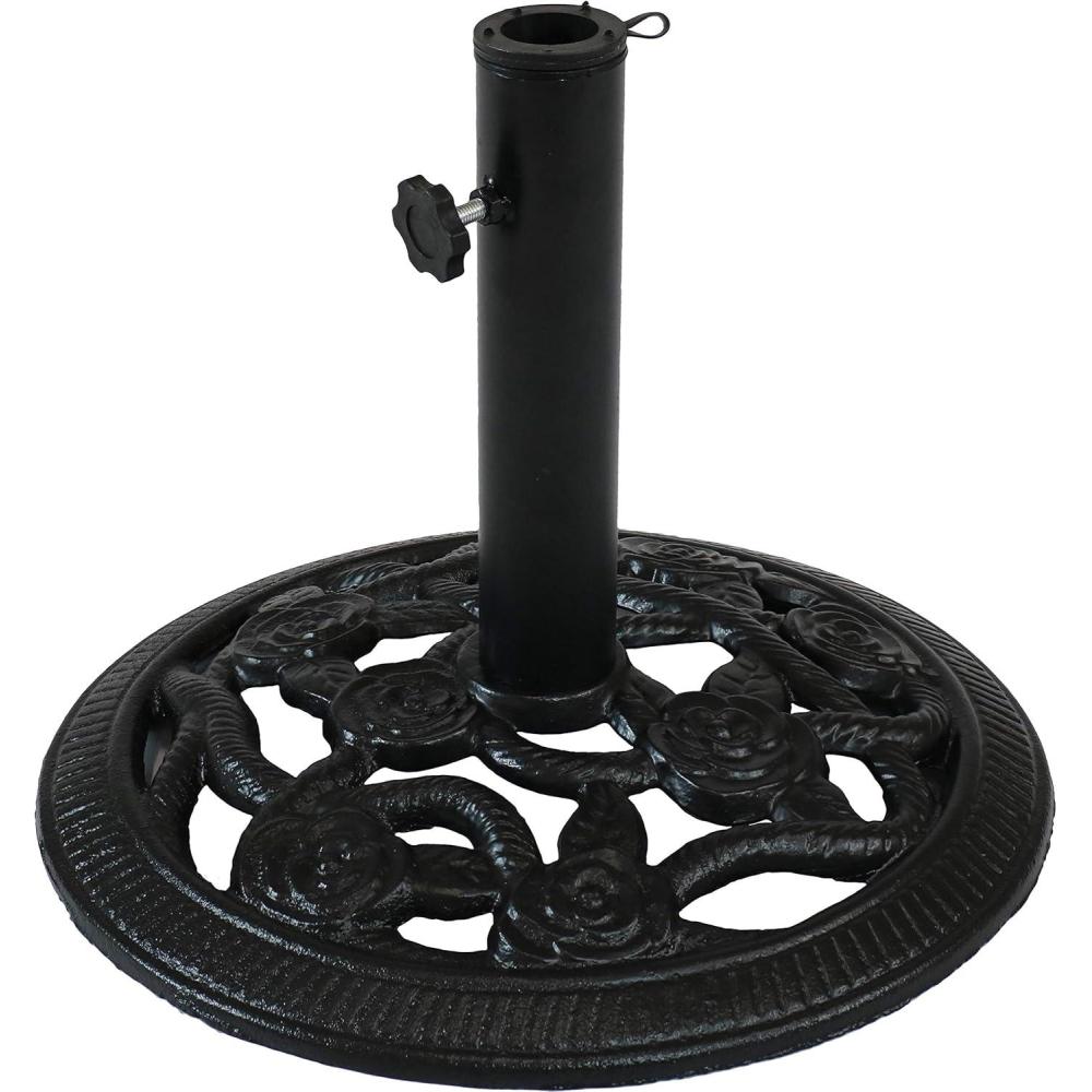 image:imageSunnydaze 52lb Cast Iron Patio Umbrella Base HeavyDuty Square Metal Outdoor Market Umbrella Stand for Outside 22Inch Black Imperial GeometricBlack