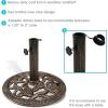 Sunnydaze 52lb Cast Iron Patio Umbrella Base – Heavy-Duty Square Metal Outdoor Market Umbrella Stand for Outside – 22-Inch – Black – Imperial Geometric(Bronze)