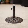 Sunnydaze 52lb Cast Iron Patio Umbrella Base – Heavy-Duty Square Metal Outdoor Market Umbrella Stand for Outside – 22-Inch – Black – Imperial Geometric(Bronze)
