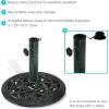 Sunnydaze 52lb Cast Iron Patio Umbrella Base – Heavy-Duty Square Metal Outdoor Market Umbrella Stand for Outside – 22-Inch – Black – Imperial Geometric(Green)