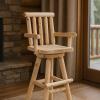 Sunnydaze Rustic Outdoor Barstool – Log Cabin Style Bar Height Stool – Unfinished Wood Construction – 4-Foot – Set of 2(1)