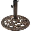 Sunnydaze 52lb Cast Iron Patio Umbrella Base – Heavy-Duty Square Metal Outdoor Market Umbrella Stand for Outside – 22-Inch – Black – Imperial Geometric(Bronze)