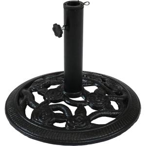 Sunnydaze 52lb Cast Iron Patio Umbrella Base – Heavy-Duty Square Metal Outdoor Market Umbrella Stand for Outside – 22-Inch – Black – Imperial Geometric(Black)