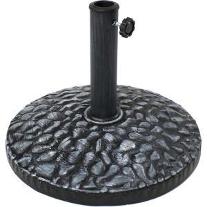 Sunnydaze 52lb Cast Iron Patio Umbrella Base – Heavy-Duty Square Metal Outdoor Market Umbrella Stand for Outside – 22-Inch – Black – Imperial Geometric(Gray)