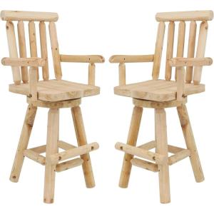 Sunnydaze Rustic Outdoor Barstool – Log Cabin Style Bar Height Stool – Unfinished Wood Construction – 4-Foot – Set of 2(2)