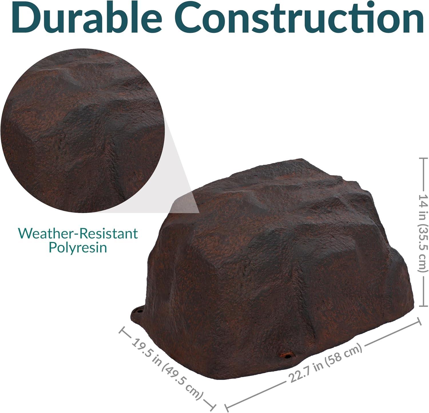 image:imageSunnydaze 35 H Polyresin Faux Landscape Rock Cover Lightweight Fake Rock Well Pump Cover for Outside Brown 2PackBrown