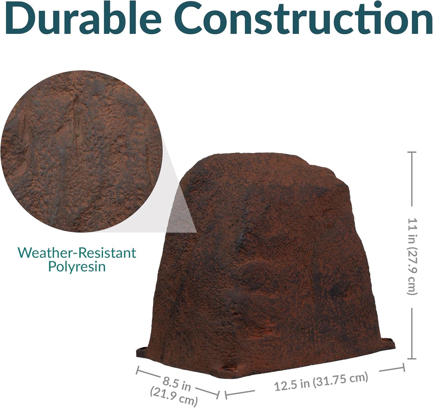 image:imageSunnydaze 35 H Polyresin Faux Landscape Rock Cover Lightweight Fake Rock Well Pump Cover for Outside Brown 2PackBrown