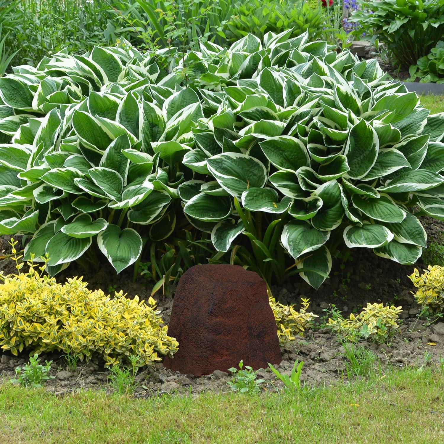 image:imageSunnydaze 35 H Polyresin Faux Landscape Rock Cover Lightweight Fake Rock Well Pump Cover for Outside Brown 2PackBrown