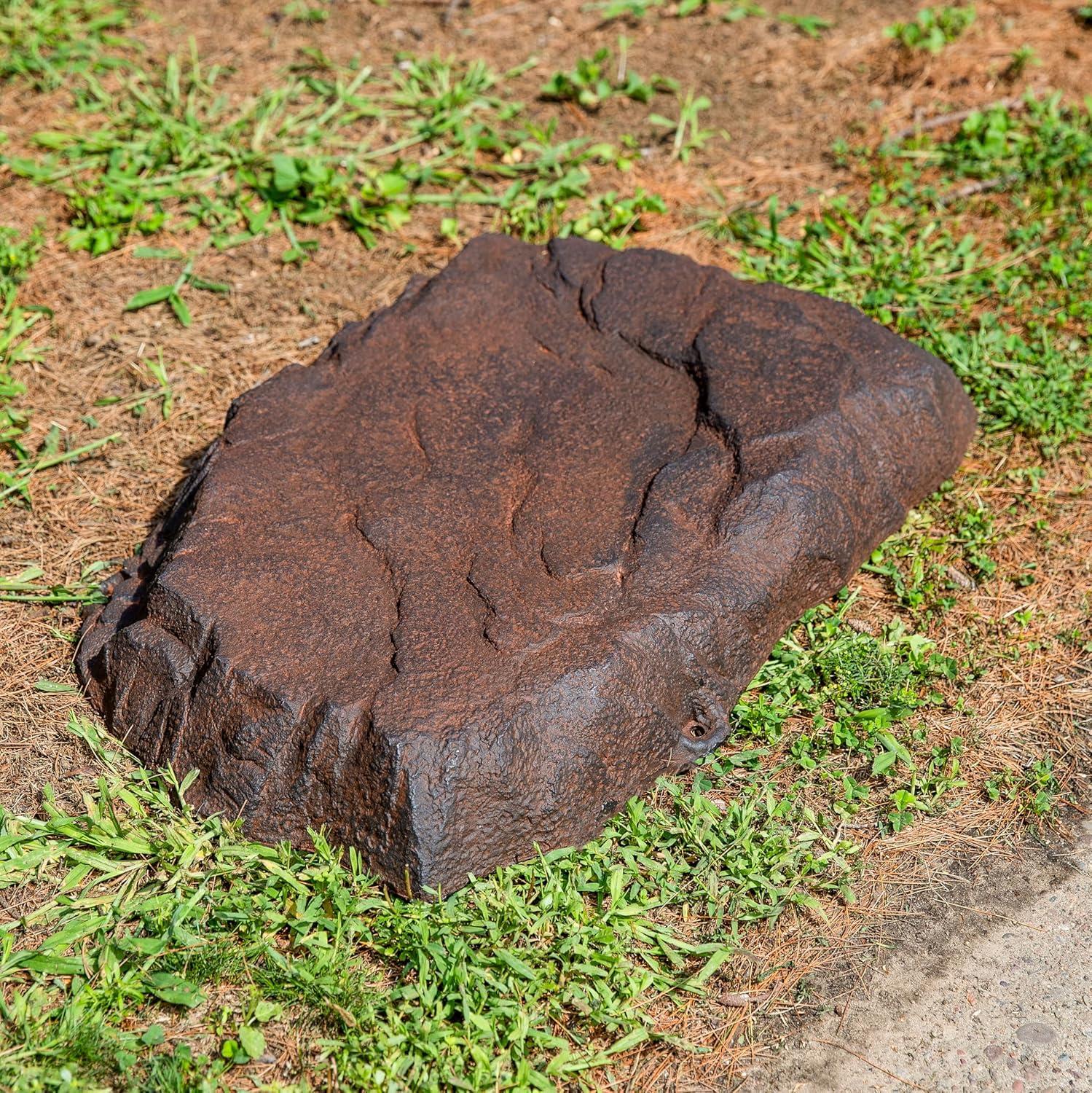 image:imageSunnydaze 35 H Polyresin Faux Landscape Rock Cover Lightweight Fake Rock Well Pump Cover for Outside Brown 2PackBrown