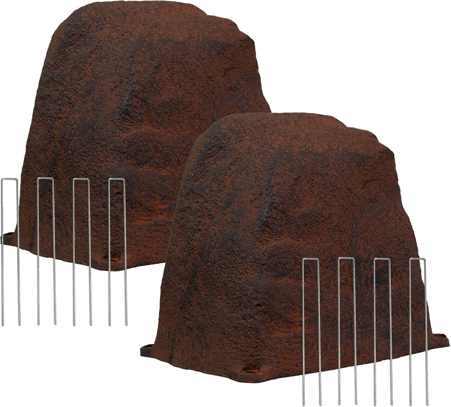 image:imageSunnydaze 35 H Polyresin Faux Landscape Rock Cover Lightweight Fake Rock Well Pump Cover for Outside Brown 2PackBrown