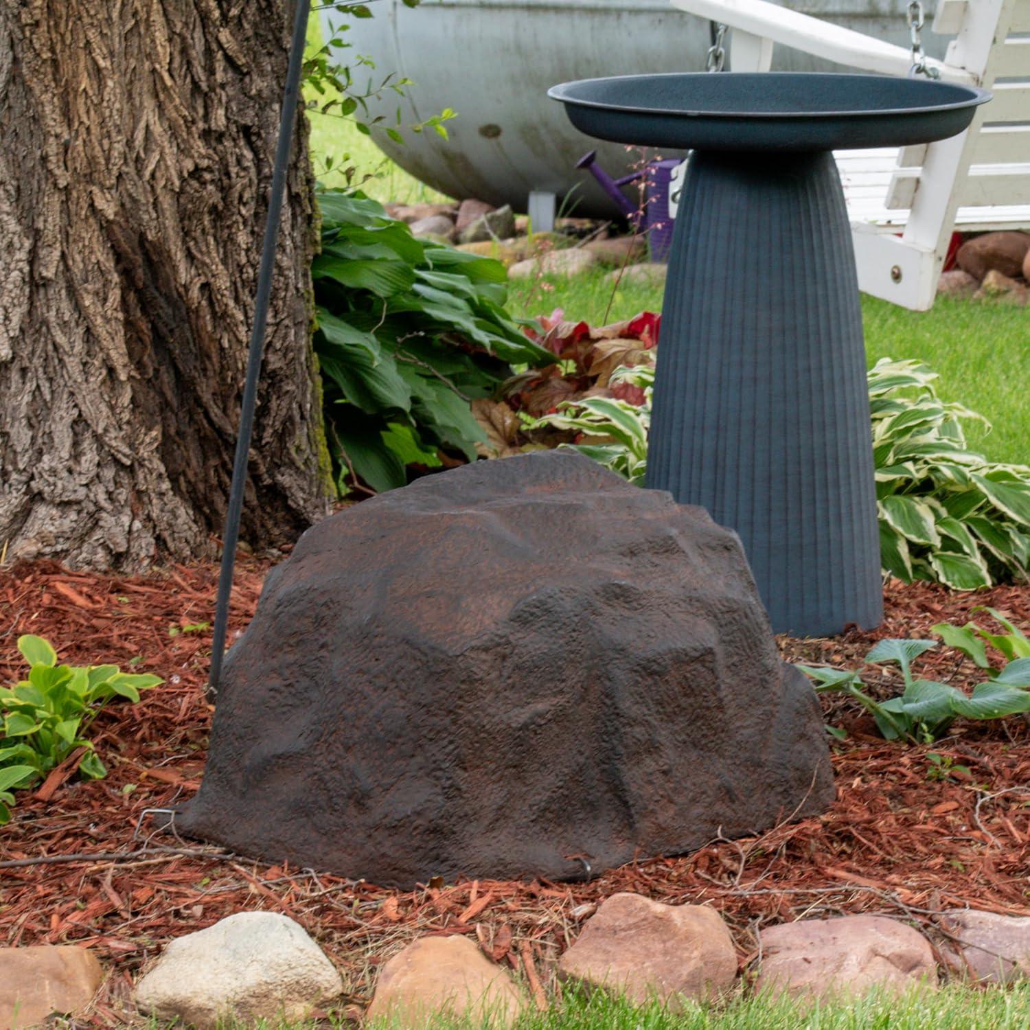 image:imageSunnydaze 35 H Polyresin Faux Landscape Rock Cover Lightweight Fake Rock Well Pump Cover for Outside Brown 2PackBrown
