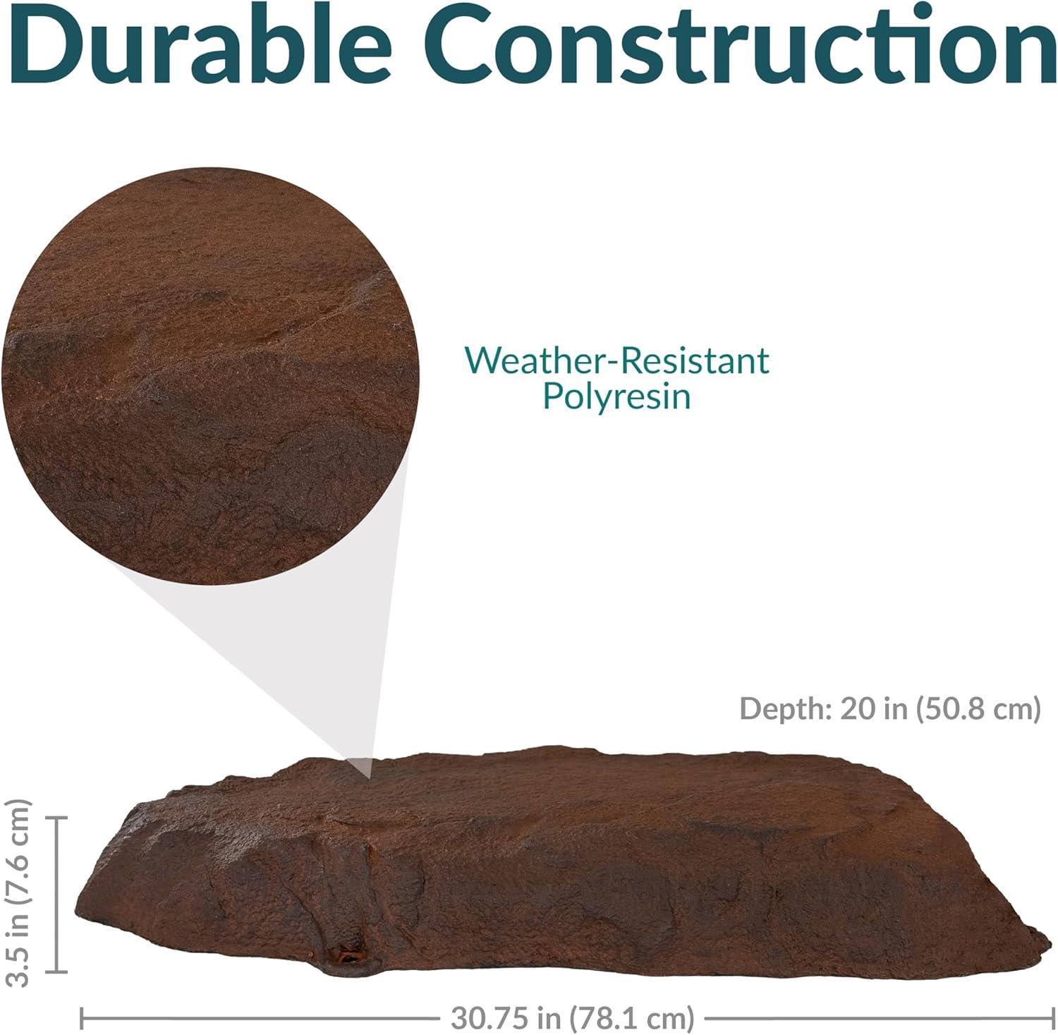 image:imageSunnydaze 35 H Polyresin Faux Landscape Rock Cover Lightweight Fake Rock Well Pump Cover for Outside Brown 2PackBrown