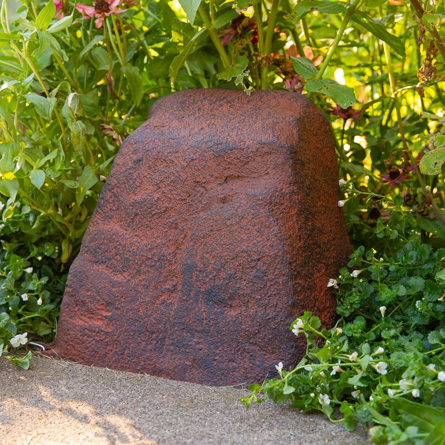 image:imageSunnydaze 35 H Polyresin Faux Landscape Rock Cover Lightweight Fake Rock Well Pump Cover for Outside Brown 2PackBrown