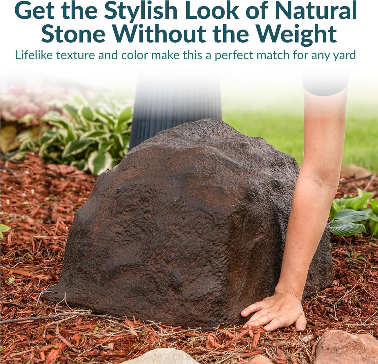 image:imageSunnydaze 35 H Polyresin Faux Landscape Rock Cover Lightweight Fake Rock Well Pump Cover for Outside Brown 2PackBrown