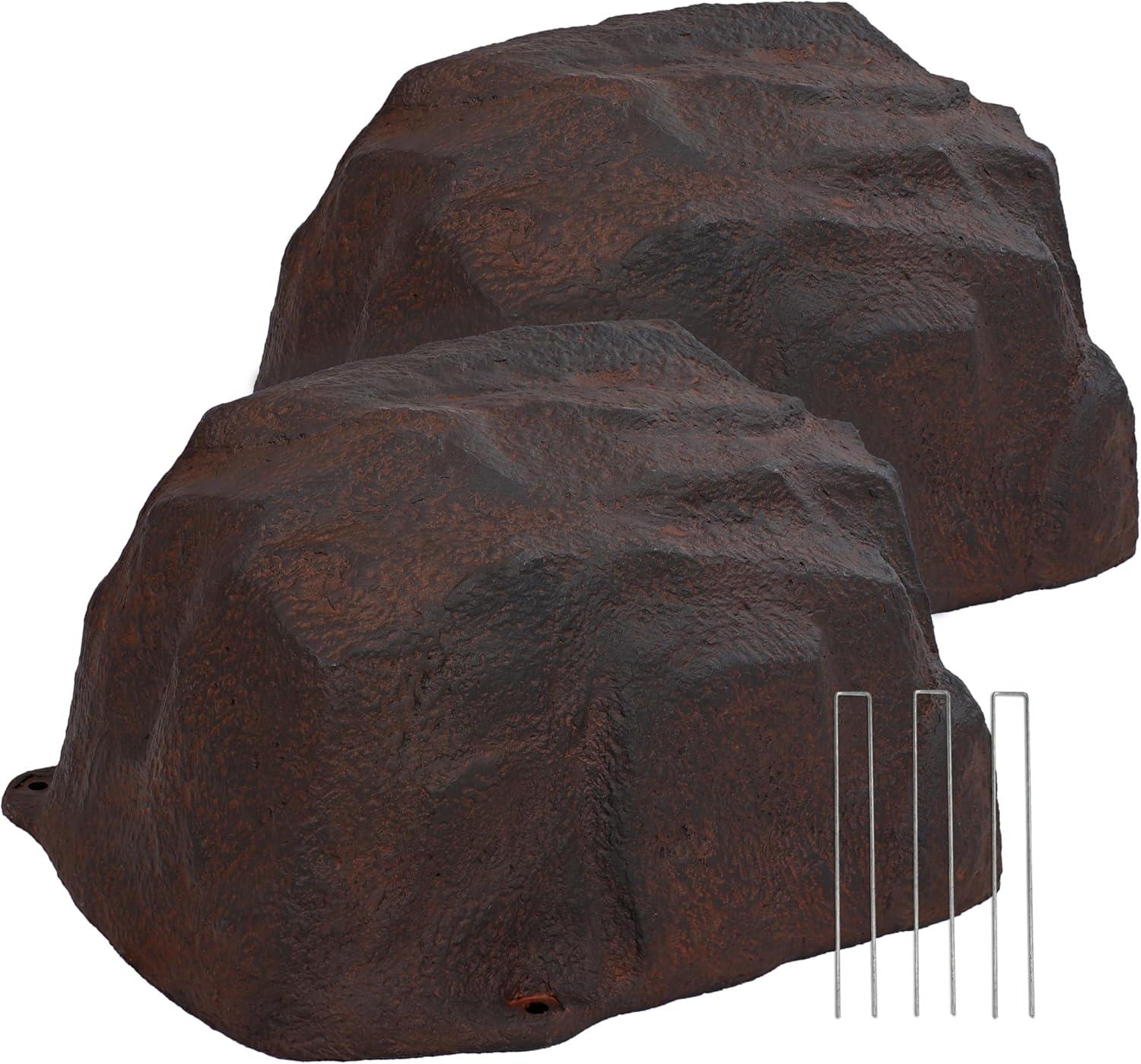 image:imageSunnydaze 35 H Polyresin Faux Landscape Rock Cover Lightweight Fake Rock Well Pump Cover for Outside Brown 2PackBrown