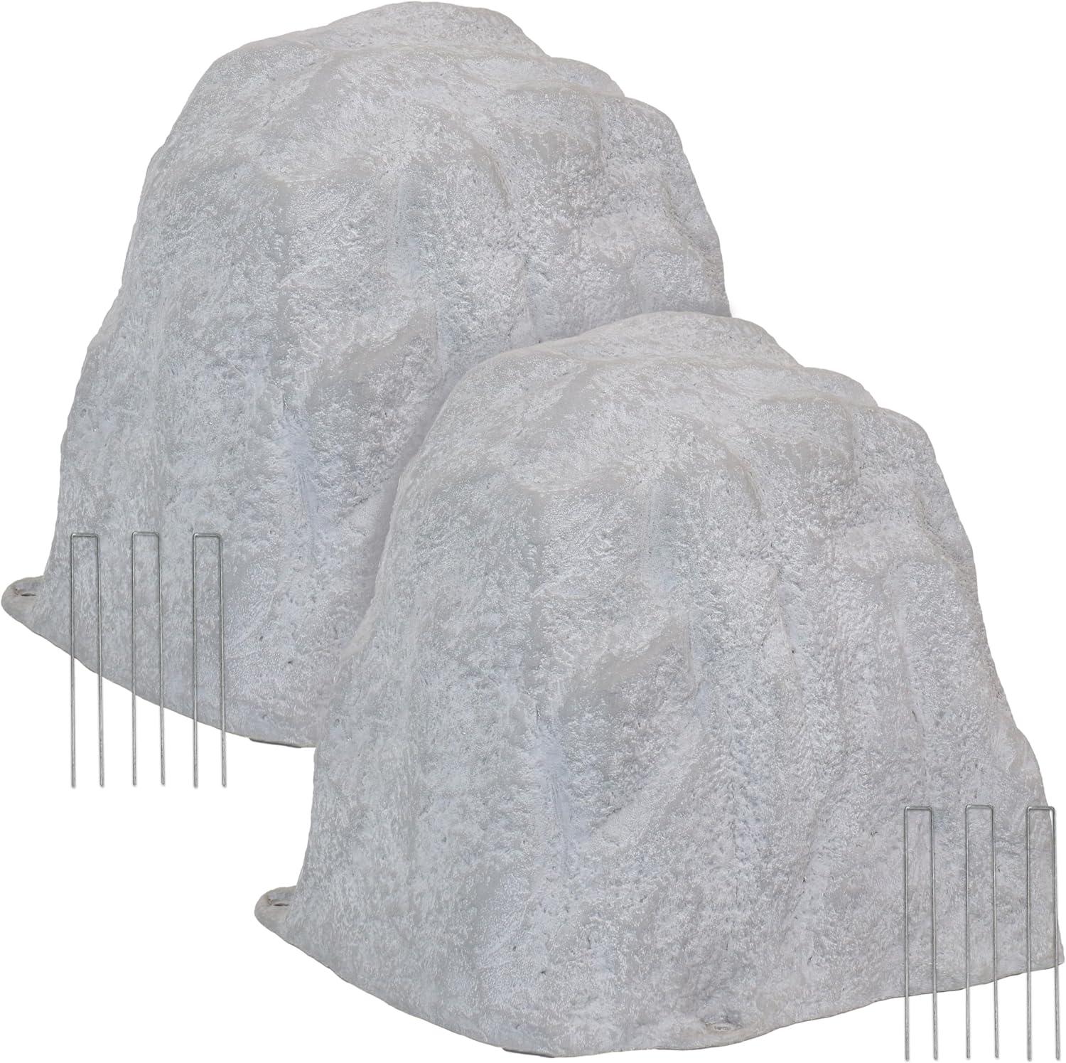 image:imageSunnydaze 35 H Polyresin Faux Landscape Rock Cover Lightweight Fake Rock Well Pump Cover for Outside Brown 2PackGray