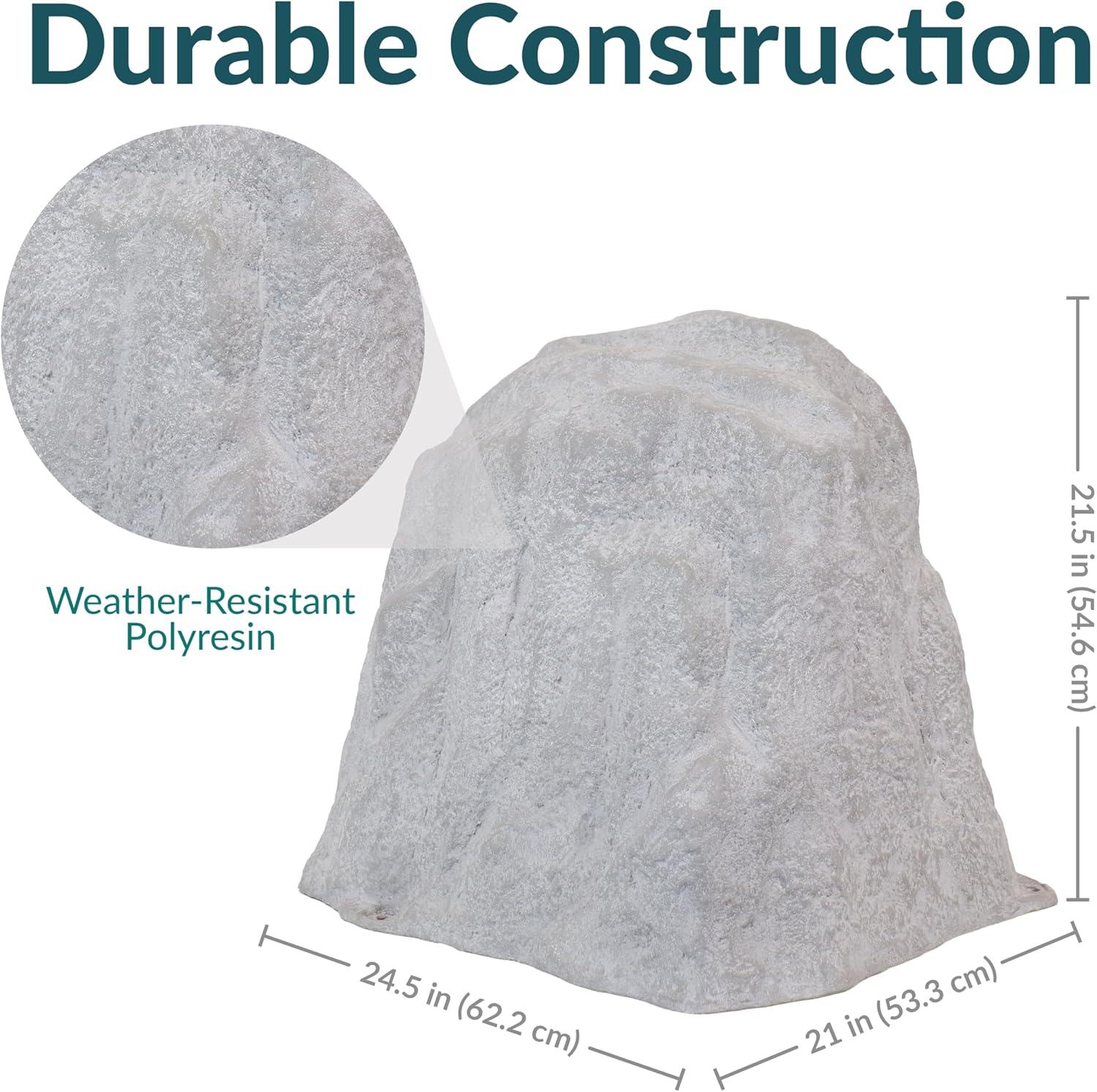 image:imageSunnydaze 35 H Polyresin Faux Landscape Rock Cover Lightweight Fake Rock Well Pump Cover for Outside Brown 2PackGray