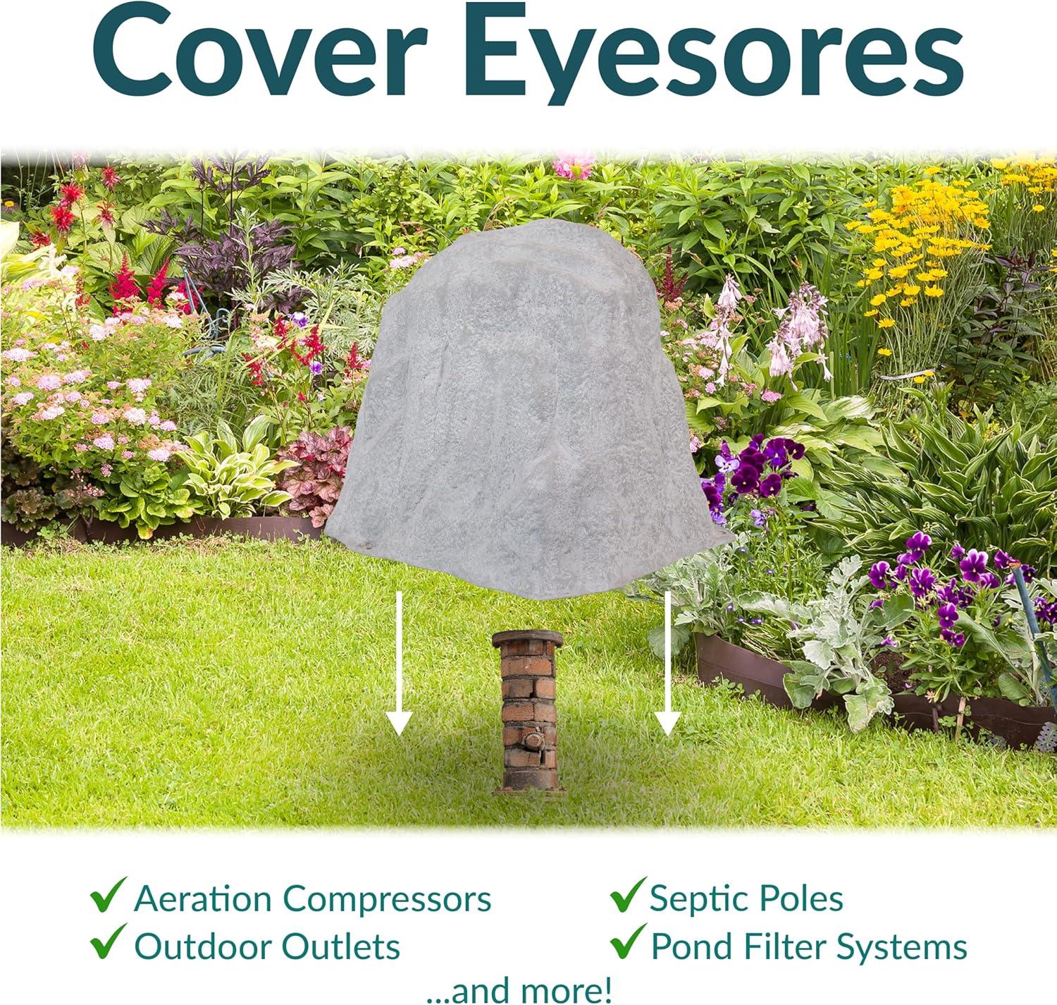 image:imageSunnydaze 35 H Polyresin Faux Landscape Rock Cover Lightweight Fake Rock Well Pump Cover for Outside Brown 2PackGray