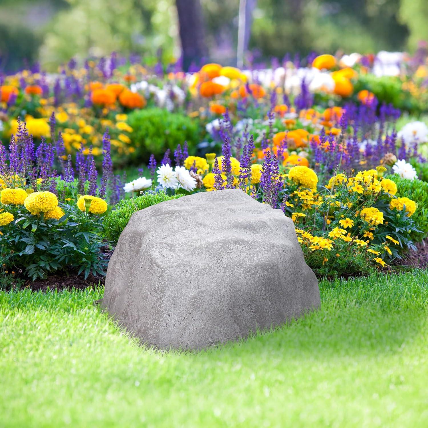 image:imageSunnydaze 35 H Polyresin Faux Landscape Rock Cover Lightweight Fake Rock Well Pump Cover for Outside Brown 2PackGray