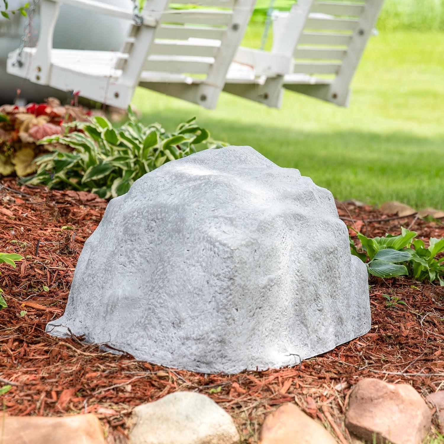 image:imageSunnydaze 35 H Polyresin Faux Landscape Rock Cover Lightweight Fake Rock Well Pump Cover for Outside Brown 2PackGray