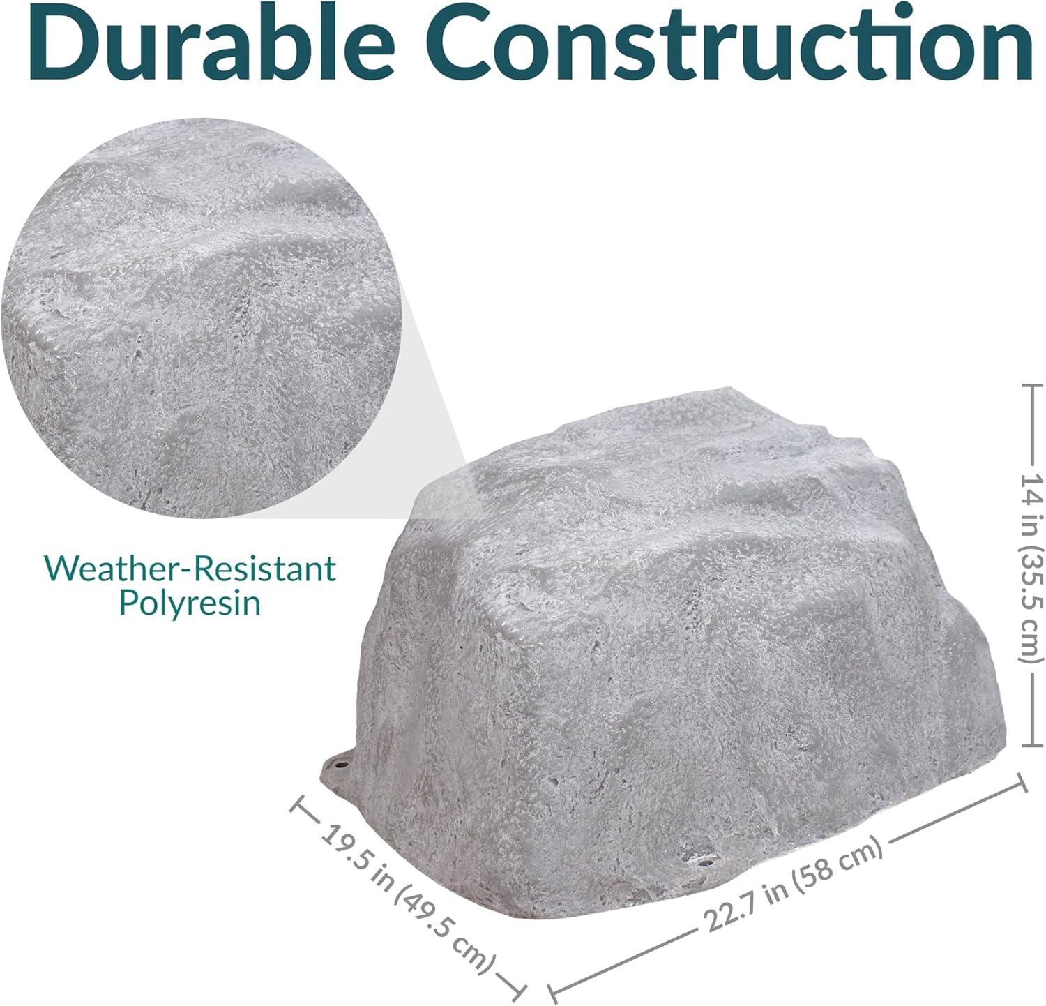 image:imageSunnydaze 35 H Polyresin Faux Landscape Rock Cover Lightweight Fake Rock Well Pump Cover for Outside Brown 2PackGray