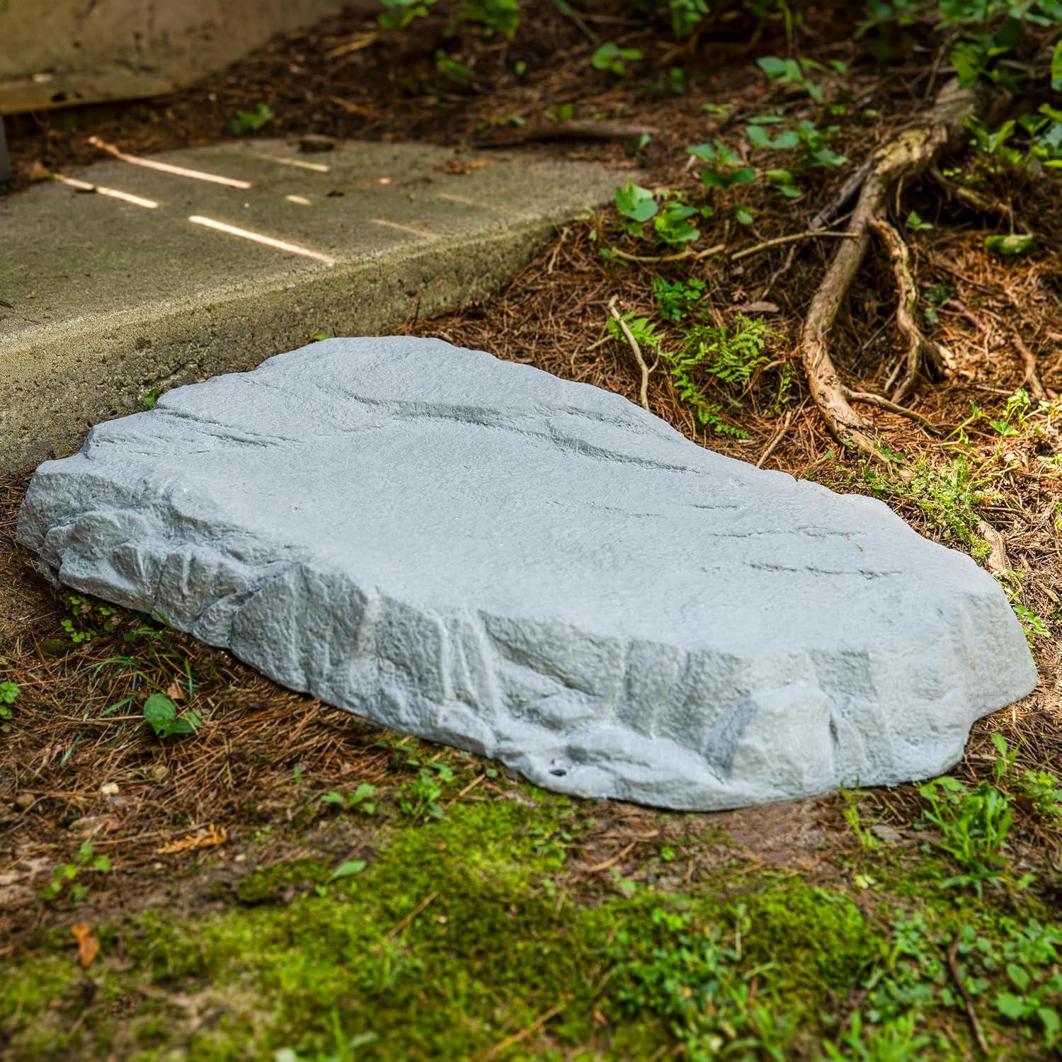 image:imageSunnydaze 35 H Polyresin Faux Landscape Rock Cover Lightweight Fake Rock Well Pump Cover for Outside Brown 2PackGray