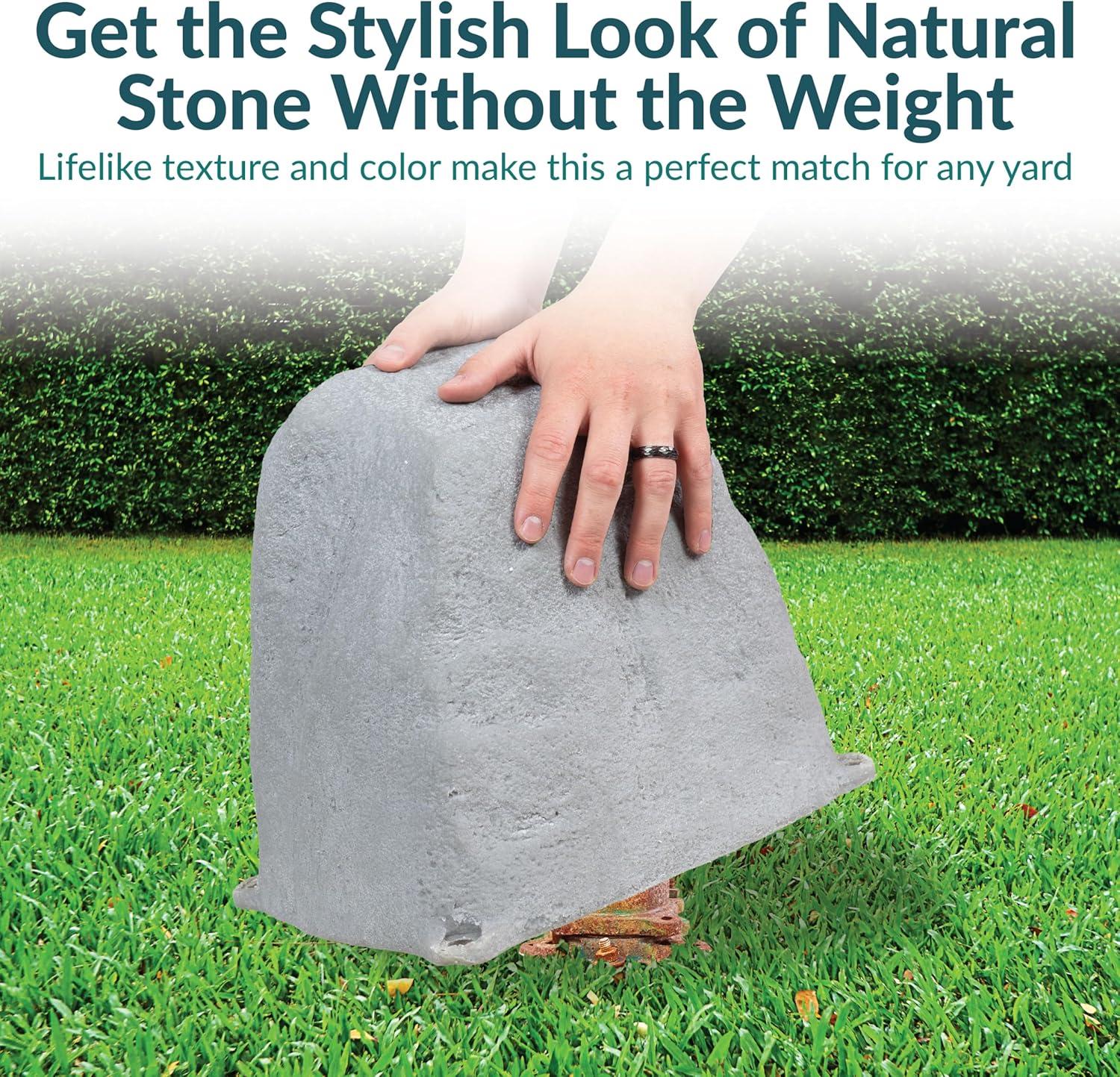 image:imageSunnydaze 35 H Polyresin Faux Landscape Rock Cover Lightweight Fake Rock Well Pump Cover for Outside Brown 2PackGray